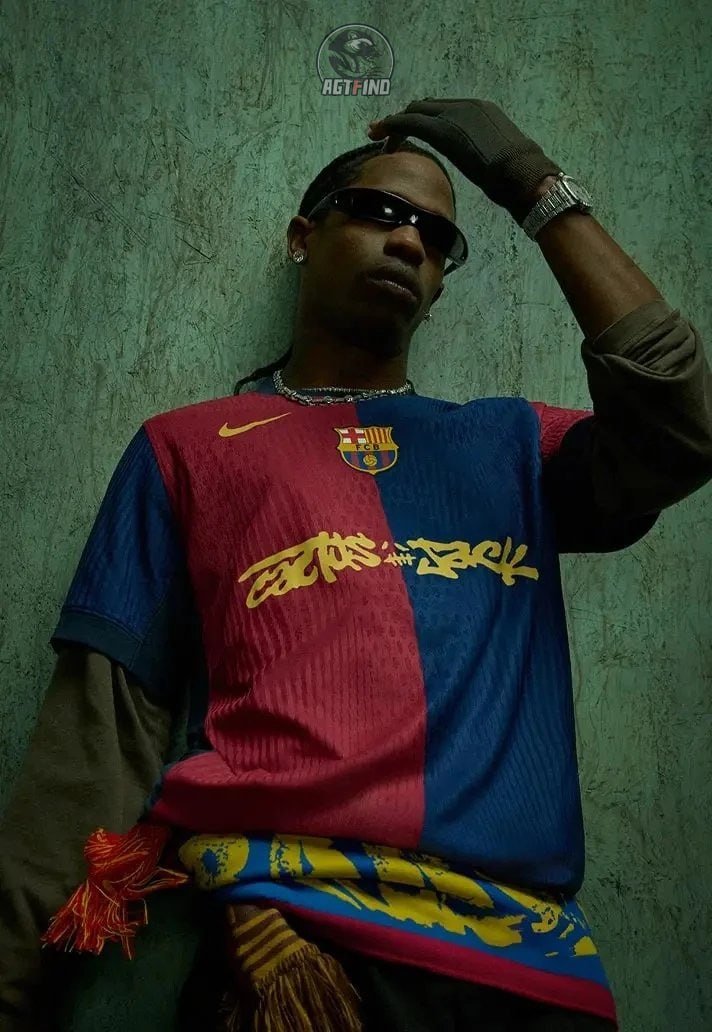  Barcelona FCB Football jersey&Travis Scot